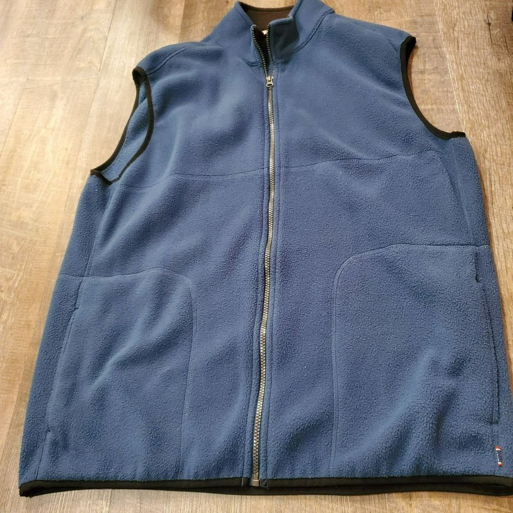 IZOD DARK TEAL/BLUE COLOR FLEECE VEST ZIPPER CLOSURE POCKETS SZ LARGE/G